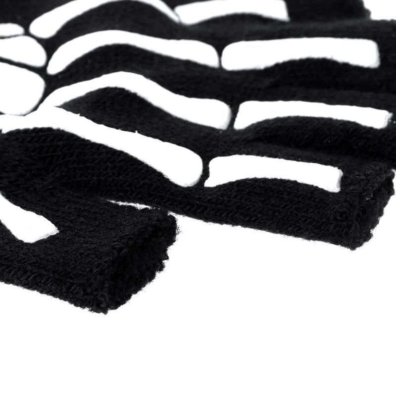 Warm Knitting Gloves For Adult Solid Acrylic Half Finger Glove Human Skeleton Head Gripper Print Cy