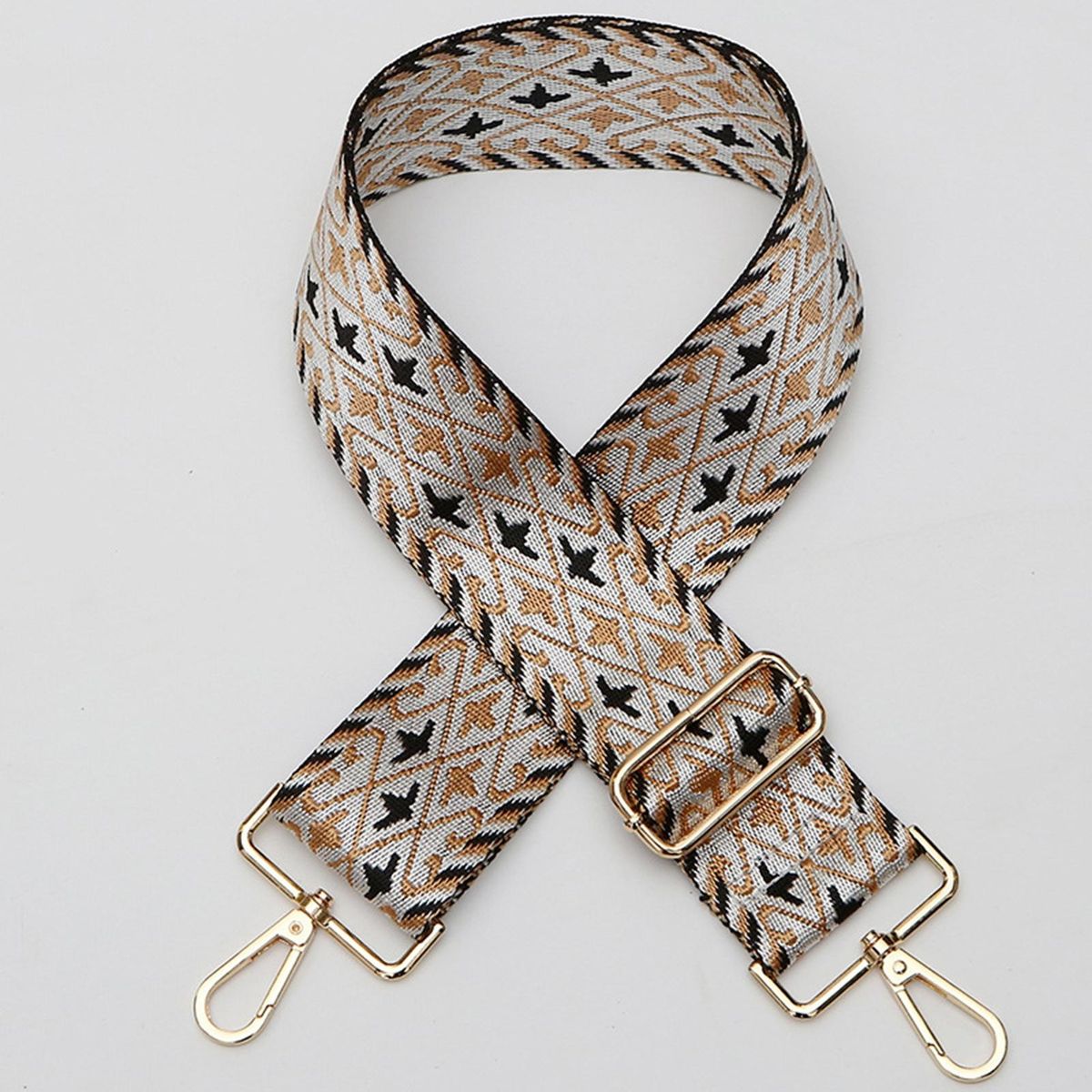 Bag Shoulder Strap Ethnic Pattern Girls Hand Bag Shoulder Belt Beige