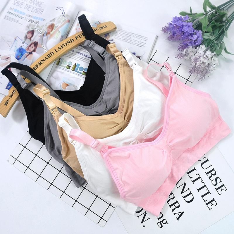 Maternity breastfeeding bra seamless close-fitting skin-friendly front buckle adjustable push-up breastfeeding underwear large size bra gray XL