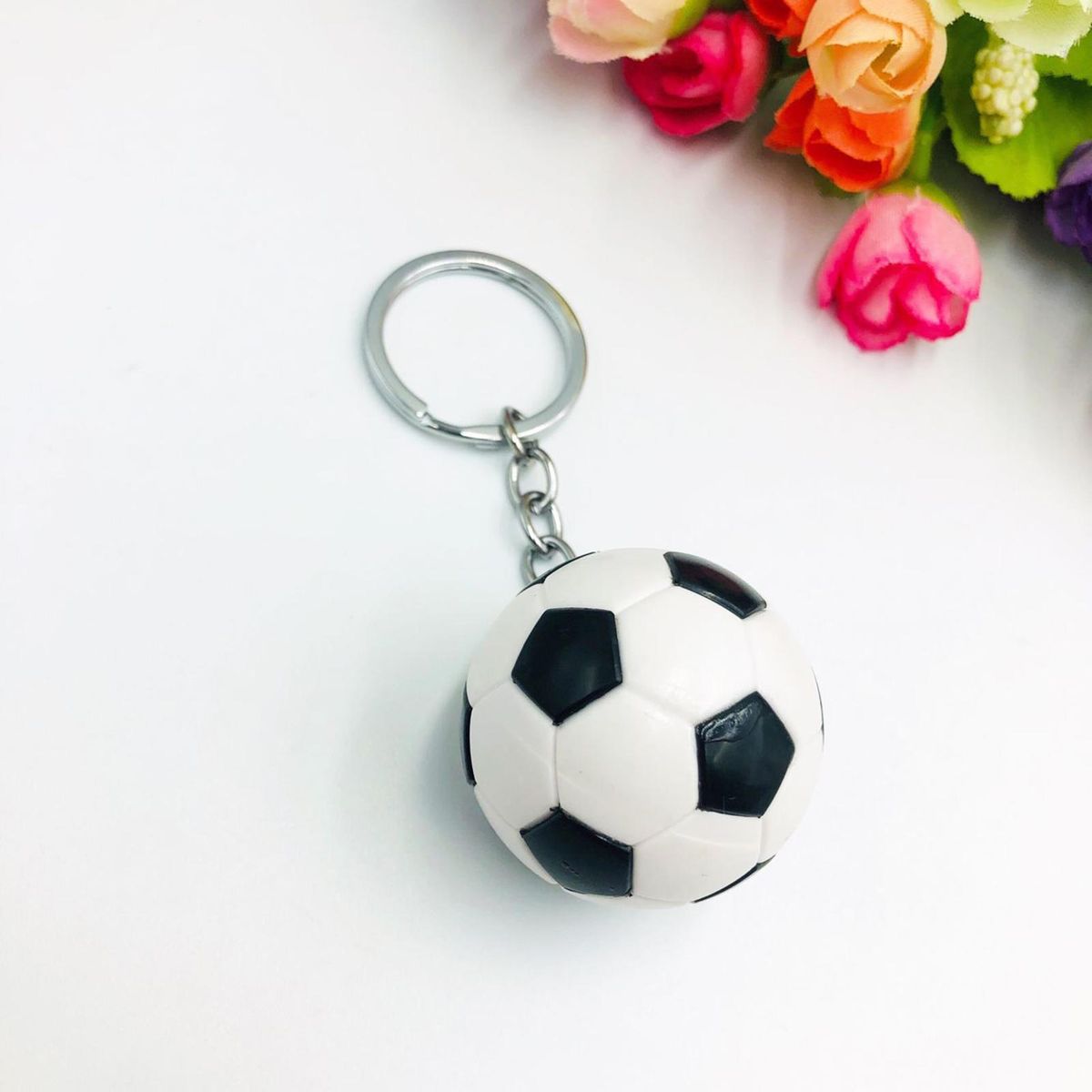 Football Key Holder Soccer Key Chain Bag Ornament Black