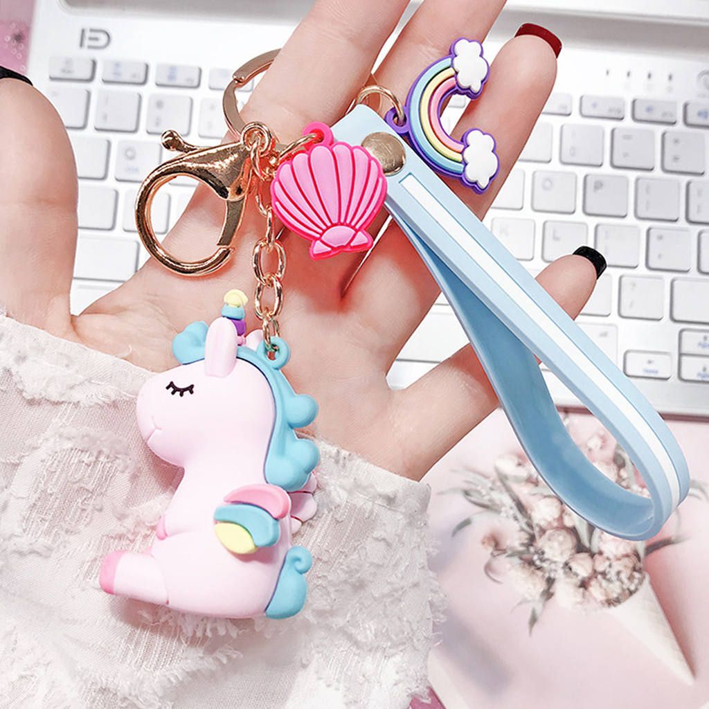 Cute Cartoon Animals Keychain  Color Pendant Blue Blue
