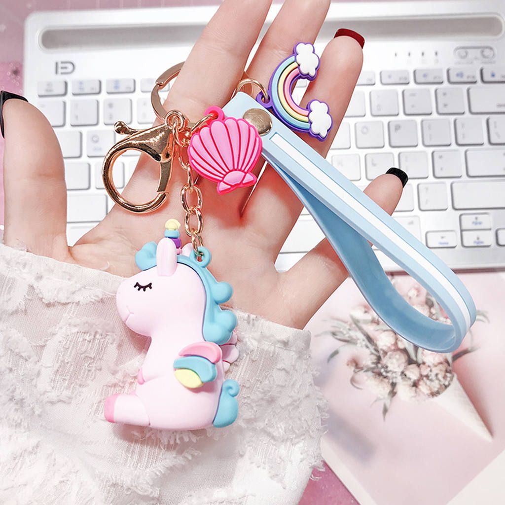 Cute Cartoon Animals Keychain  Color Pendant Blue Blue
