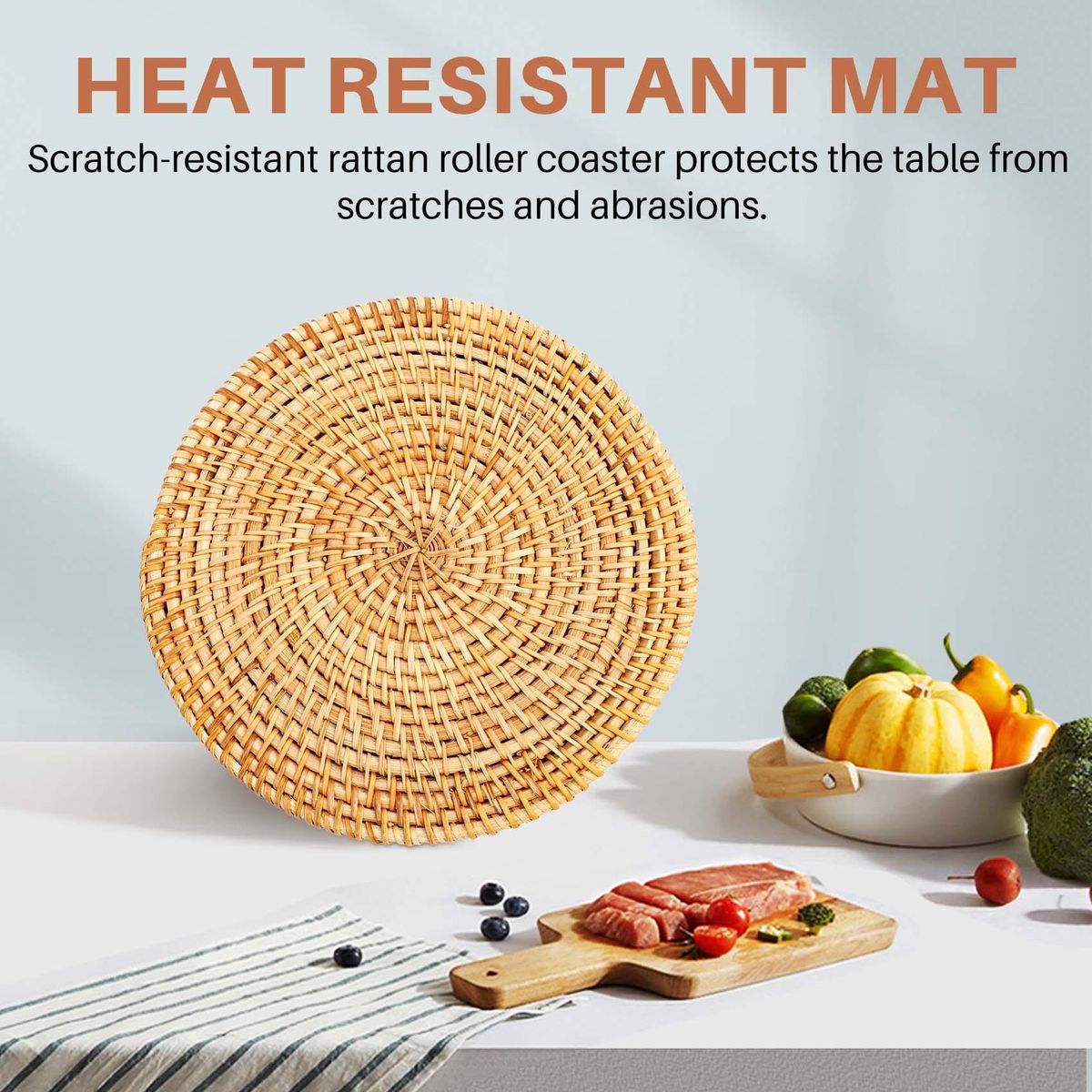 4 Pcs Rattan Trivets for Hot Dishes-Insulated Hot PadsDurable Pot Holder for TableHeat Resistant Mats for Kitchen