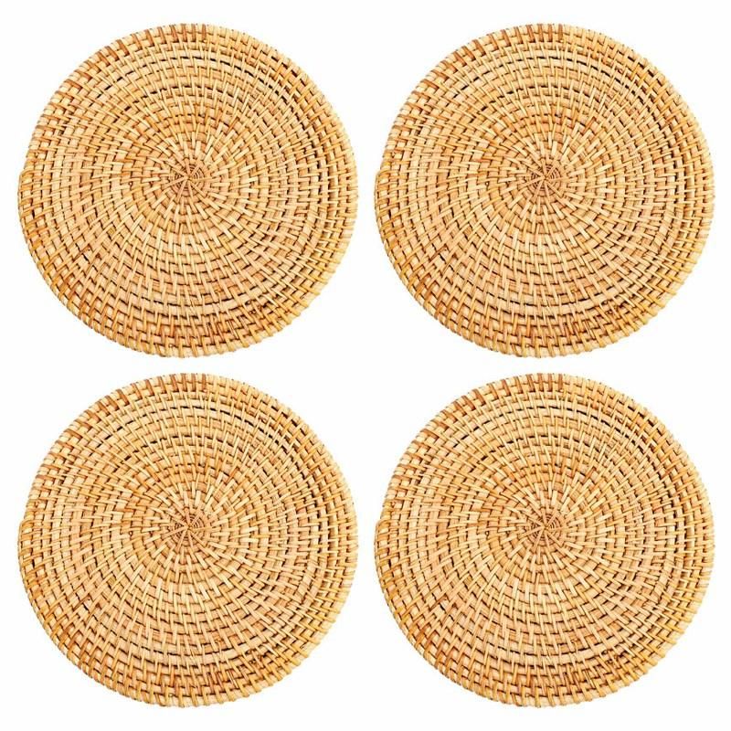 4 Pcs Rattan Trivets for Hot Dishes-Insulated Hot PadsDurable Pot Holder for TableHeat Resistant Mats for Kitchen