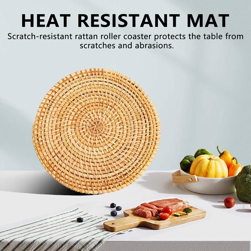4 Pcs Rattan Trivets for Hot Dishes-Insulated Hot PadsDurable Pot Holder for TableHeat Resistant Mats for Kitchen