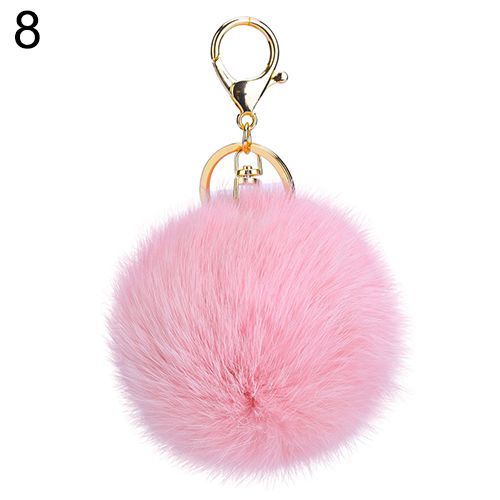 Hot Furry Ball Keychain Bag Key Hanging Tail-Pink