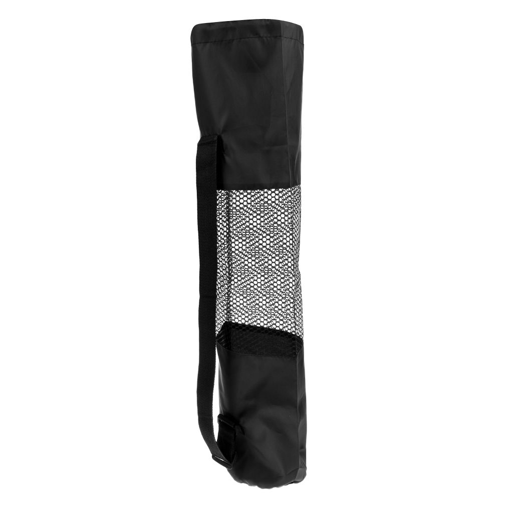 Yoga Mat Bag Mesh Center Adjustable Strap Nylon Carrier Washable Black