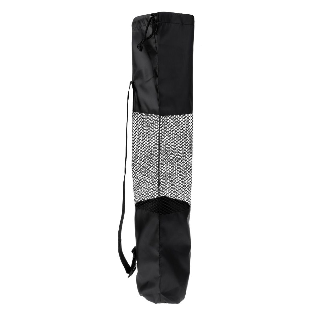 Yoga Mat Bag Mesh Center Adjustable Strap Nylon Carrier Washable Black