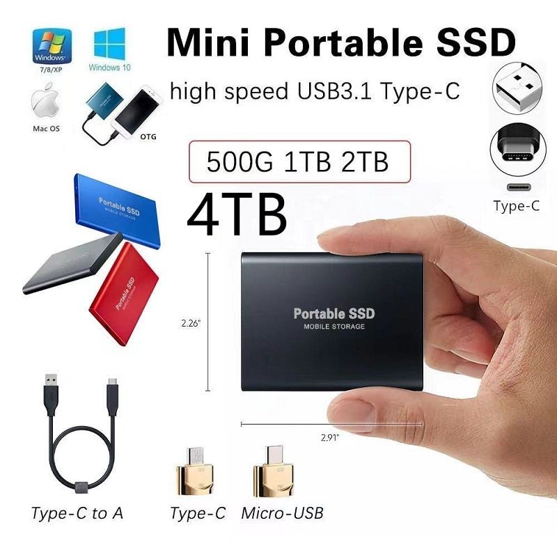 2022 New High-speed External Hard Drive 500GB 1TB 2TB 4TB