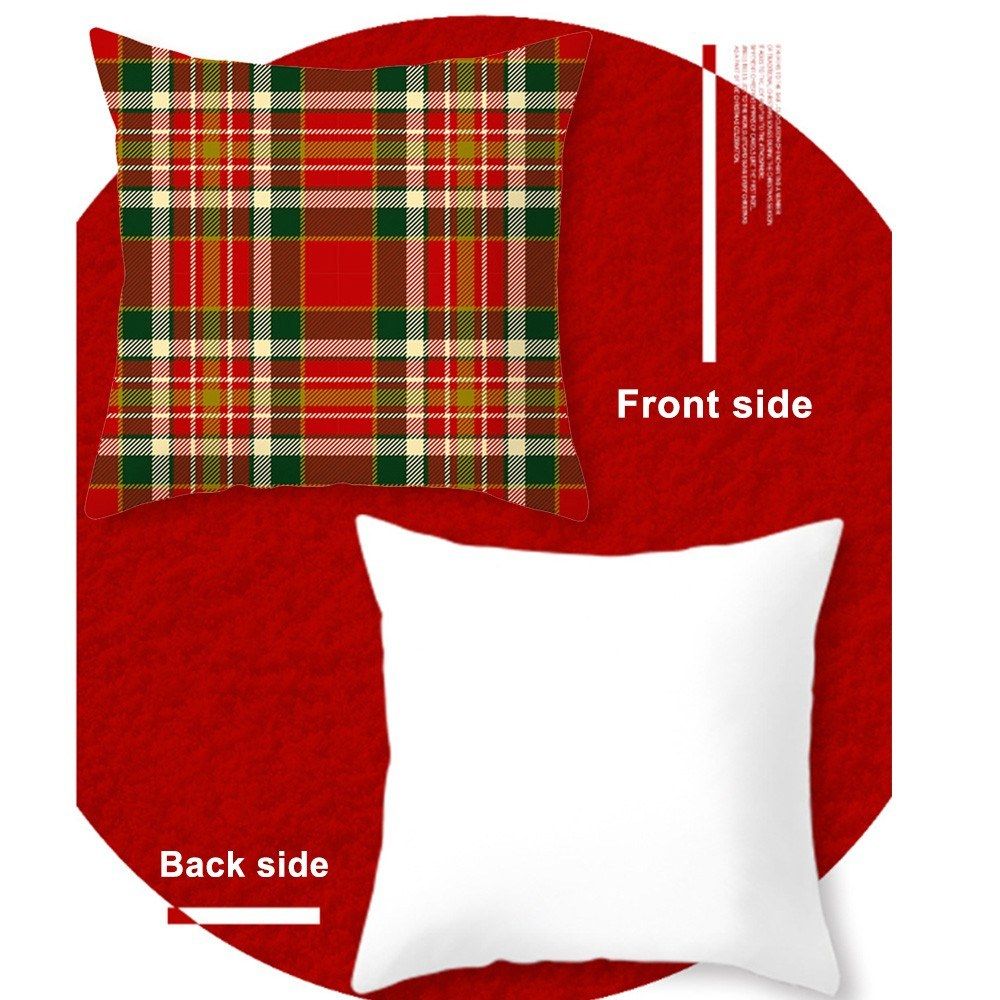 Christmas Style Pillowcase Red Plaid Cushion Cover Square