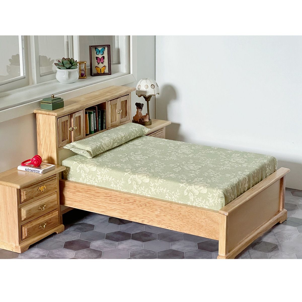 1/12 Scale Miniature Bed Mini Wooden Furniture