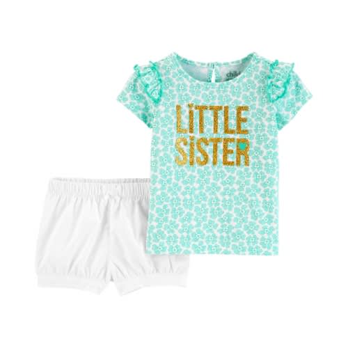 Child Of Mine Baby Girl Short Sleeve T Shirt Outfit Set.