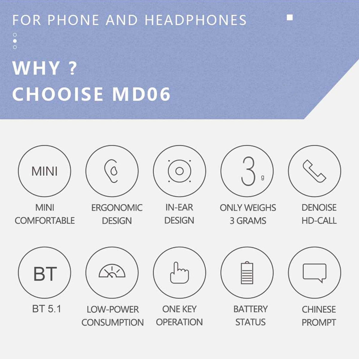 MD06 BT5.1 Wireless Earphones Auto Pairing Shock Bass Noise