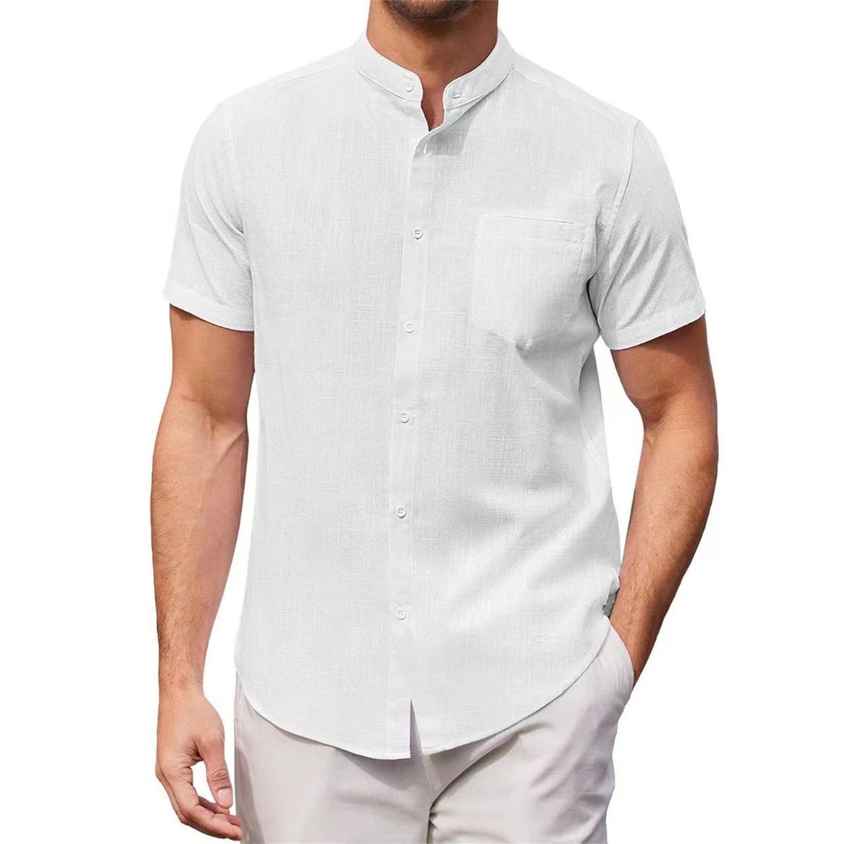 （）Vintage Designer Men's Shirts Casual Solid Color Short Sleeve Shirts Black