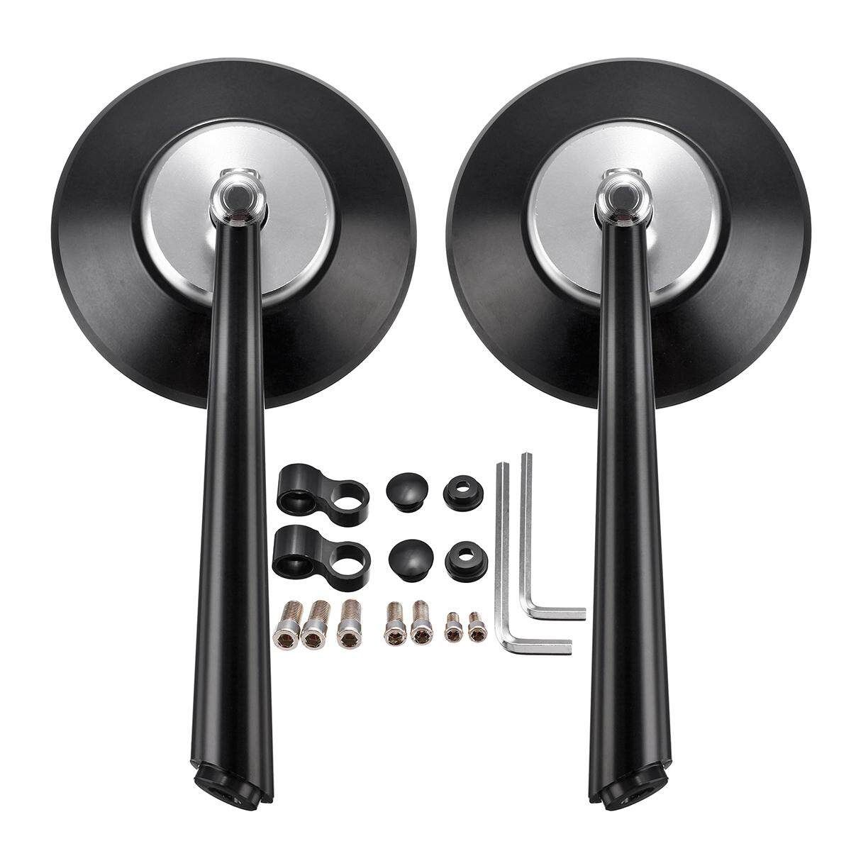 Pair Aluminum Alloy Motorcycle Scooter Handlebar Rearview Side Blue Mirrors (Black Rod) Blackrod