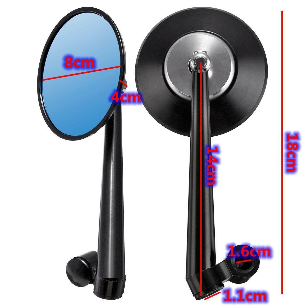 Pair Aluminum Alloy Motorcycle Scooter Handlebar Rearview Side Blue Mirrors (Black Rod) Blackrod