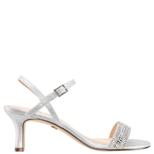 Noela Silver Low Heel Sandals