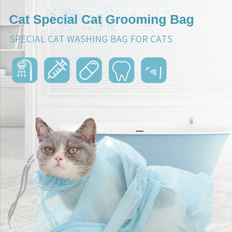 Multifunctional Cat Wash Bag Anti-scratch Cat Bath Bag Nail Clipper Injection Polyester-Yellow