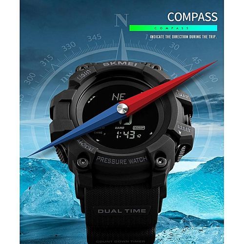 SKMEI Brand Watch Mens Sports Hours Pedometer Calories Digital Altimeter Barometer Compass Thermometer Weather 1358