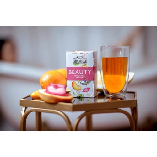 Ahmad Tea - Peach - Carob & Rose Petals "Beauty" Infusion - 20 Foil Teabags