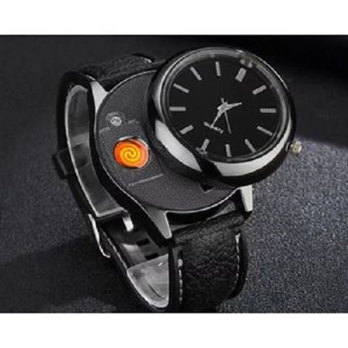Wristwatch With Flameless USB Powered Lighter