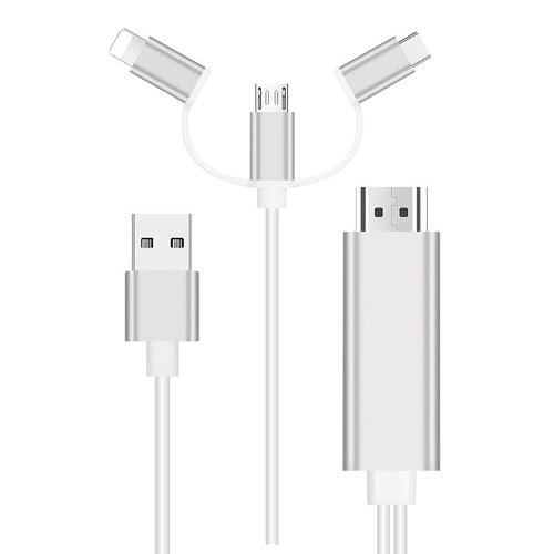MIRASCREEN - 3 In1 Hdmi Hdtv Adapter Av Cable Lightning - Micro Usb - Type C