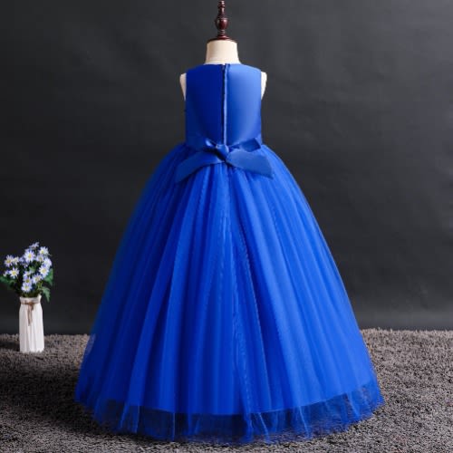Girl's Detailed Long Gown - Royal Blue