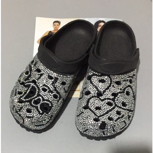 Rhinestone Clogs Sandals - Black