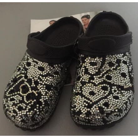 Rhinestone Clogs Sandals - Black