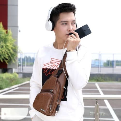 Shoulder Strap Unisex Chest Bag - 33cm X 16cm - Brown