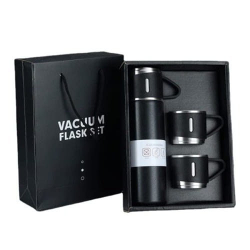 Steel Vacuum Water Flask With 3 Cups Combo - 500ml