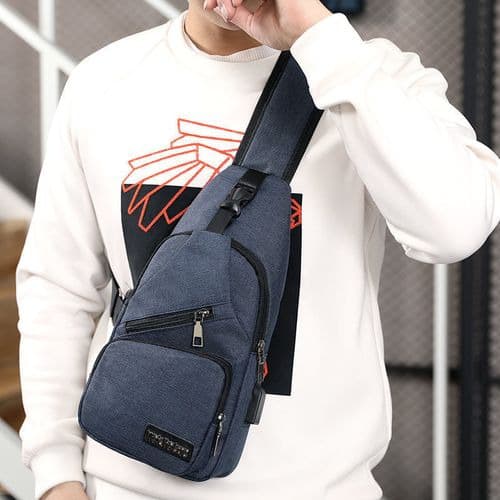Unisex Cross Body Chest Bag With Wired USB Cord