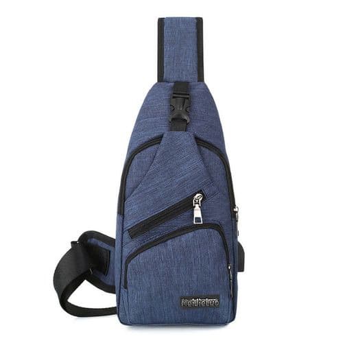 Unisex Cross Body Chest Bag With Wired USB Cord