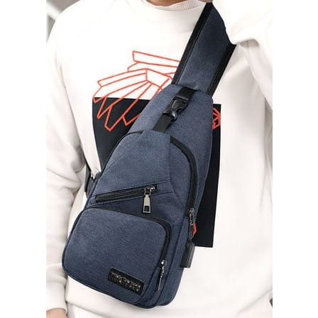 Unisex Cross Body Chest Bag With Wired USB Cord