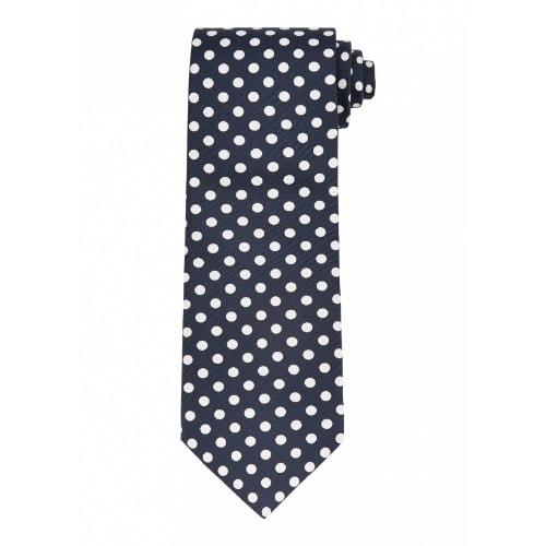 Set Of 2 Men's Dotted Long Ties With Pocket Squares - Navy & Red