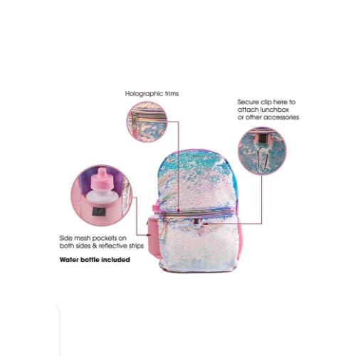 Unicorn Flip Sequin Set For Girls With Lunchbox + Headphones And Water Bottle