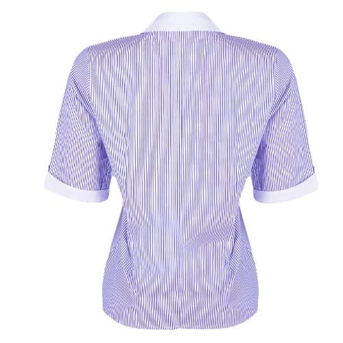 Striped Short Sleeve Blouse- Blue