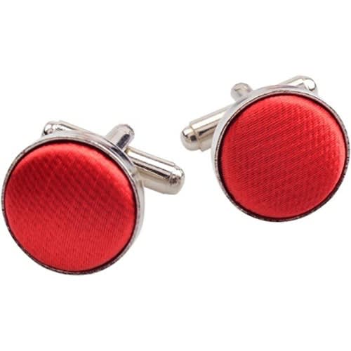 Men's Long Tie With Cufflinks And Pocket Square  - Red