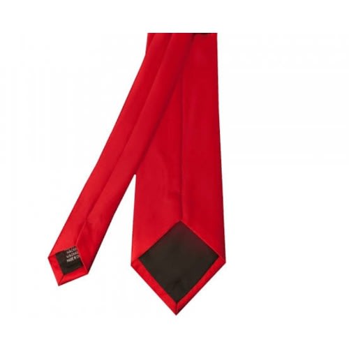 Men's Long Tie With Cufflinks And Pocket Square  - Red