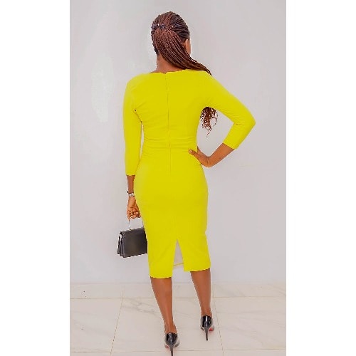 Ladies Yellow Patterned Dress