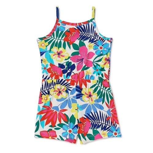 Toddler Girls Knit Rompers- Tropical Flora