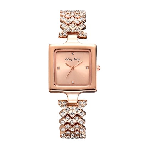 Ice Studded Women Wristwatch- Rose Gold