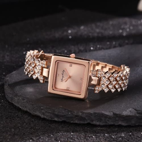 Ice Studded Women Wristwatch- Rose Gold