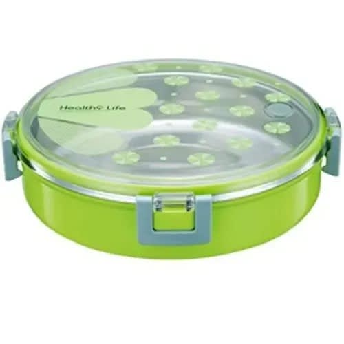 Round Healthy Lunchbox With Inner Bowl- Green