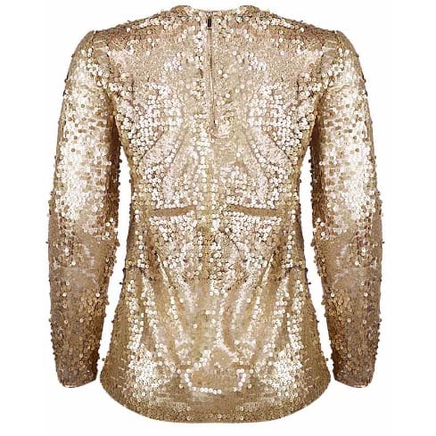 Long Sleeve Sequin Top-Gold