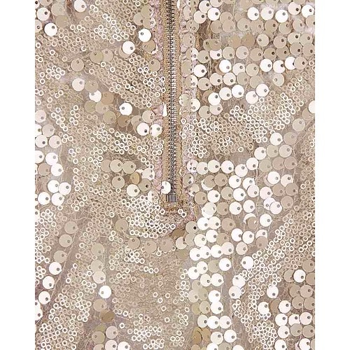 Long Sleeve Sequin Top-Gold