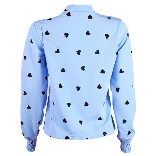 Tie Neck Dotted Blouse- Blue