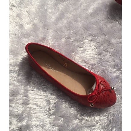 Ladies Croc Ballet Pumps- Red
