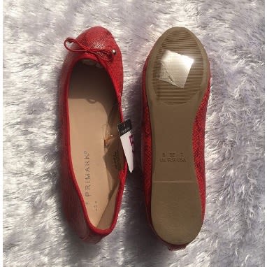Ladies Croc Ballet Pumps- Red