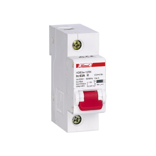 Himel-Miniature Circuit Breaker-Hdb3w-125 - 27mm - Ac - 10Ka - 1p - C Curve - 125 A|| HDB3W125H1C125